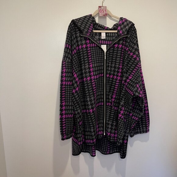 NWT LIVI Plaid Hooded Full-Zip Jacket Size 34/36 Womens grey, pink, NEW - Picture 7 of 7